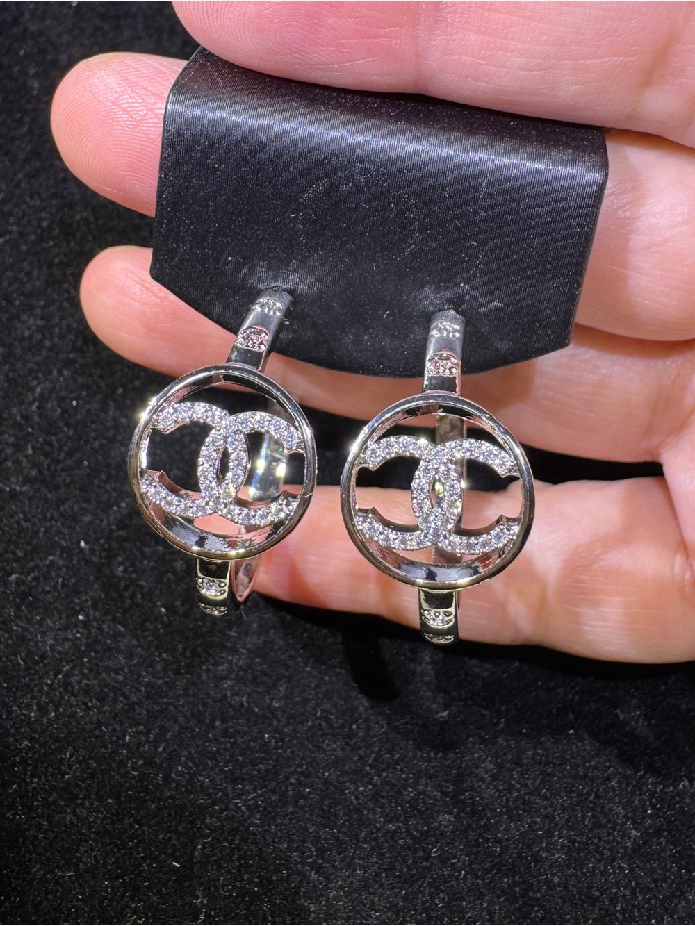 S925 Posts CZ Circle Statement Hoop Earrings